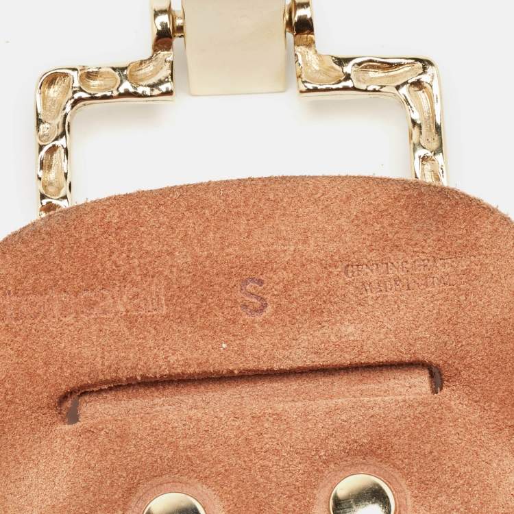 Pre Owned Roberto Cavalli Beige Suede Metal Square Waist Belt S