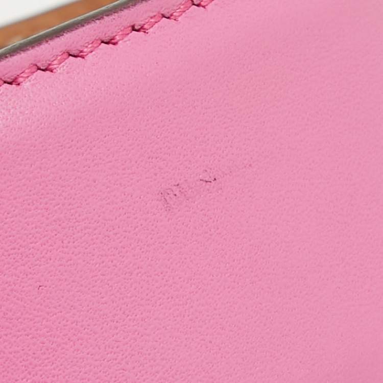 Pre Owned Roberto Cavalli Pink Leather RC Logo Buckle Belt 100CM