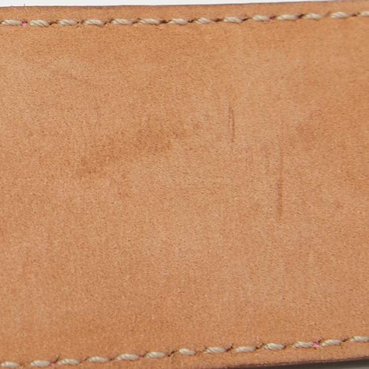 Pre Owned Roberto Cavalli Pink Leather RC Logo Buckle Belt 100CM