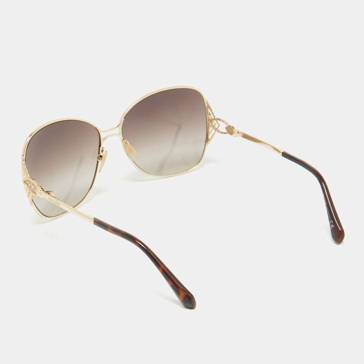 Pre Owned Roberto Cavalli Brown Gradient Gambassi 1060 Butterfly Sunglasses