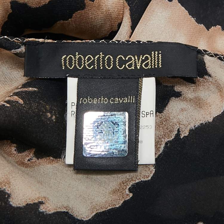 Pre Owned Roberto Cavalli Black Print Silk Stole