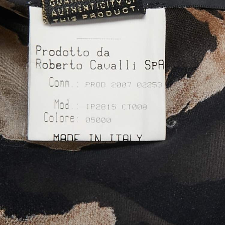 Pre Owned Roberto Cavalli Black Print Silk Stole