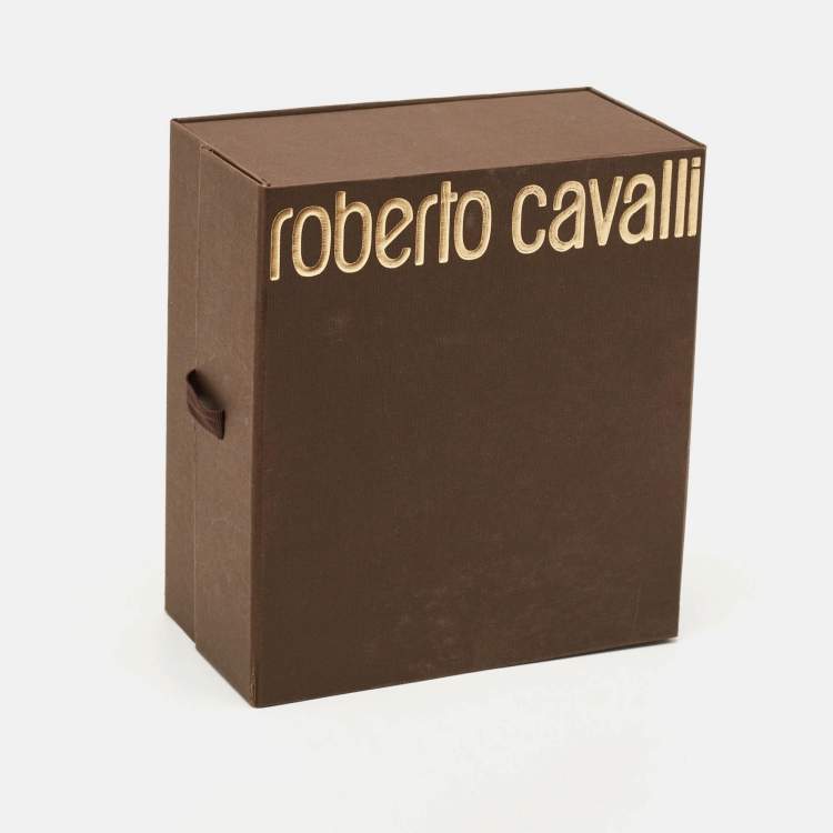 Pre Owned Roberto Cavalli Green Leather RC Logo Buckle Belt 90CM