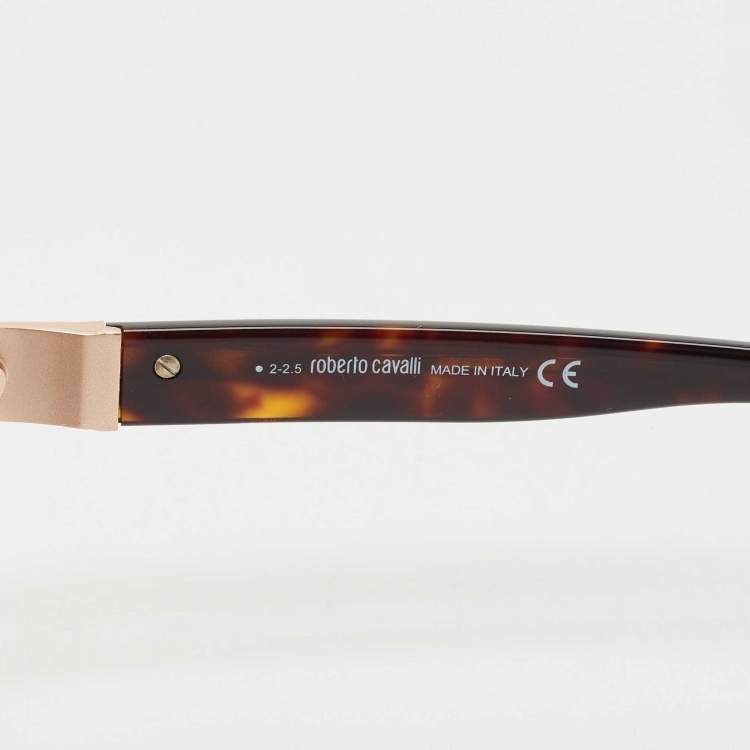 Pre Owned Roberto Cavalli Tortoise Brown RC956S Round Sunglasses