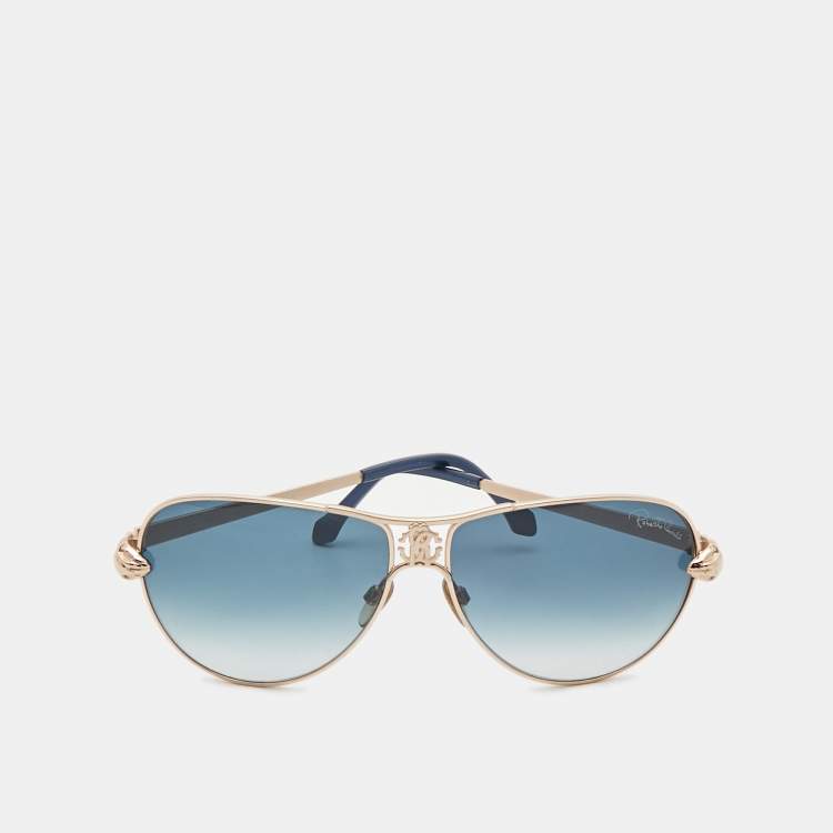 Pre Owned Roberto Cavalli Blue Gradient Markab 883/S Aviator Sunglasses