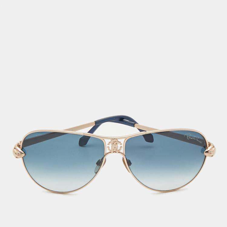 Pre Owned Roberto Cavalli Blue Gradient Markab 883/S Aviator Sunglasses