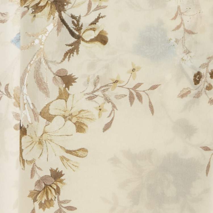 Pre Owned Roberto Cavalli Cream Floral and Snake Print Silk Stole 