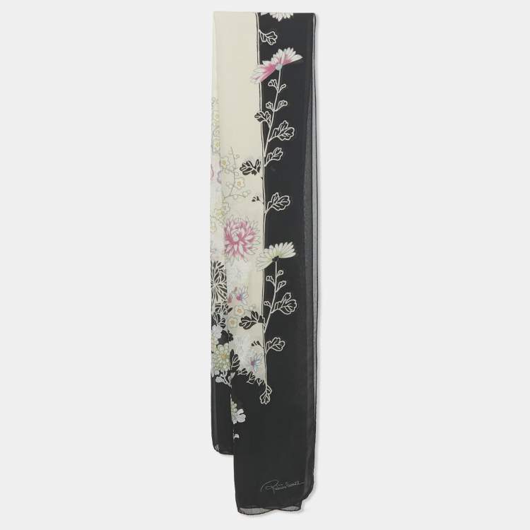 Pre Owned Roberto Cavalli Multicolor Floral Printed Silk Scarf