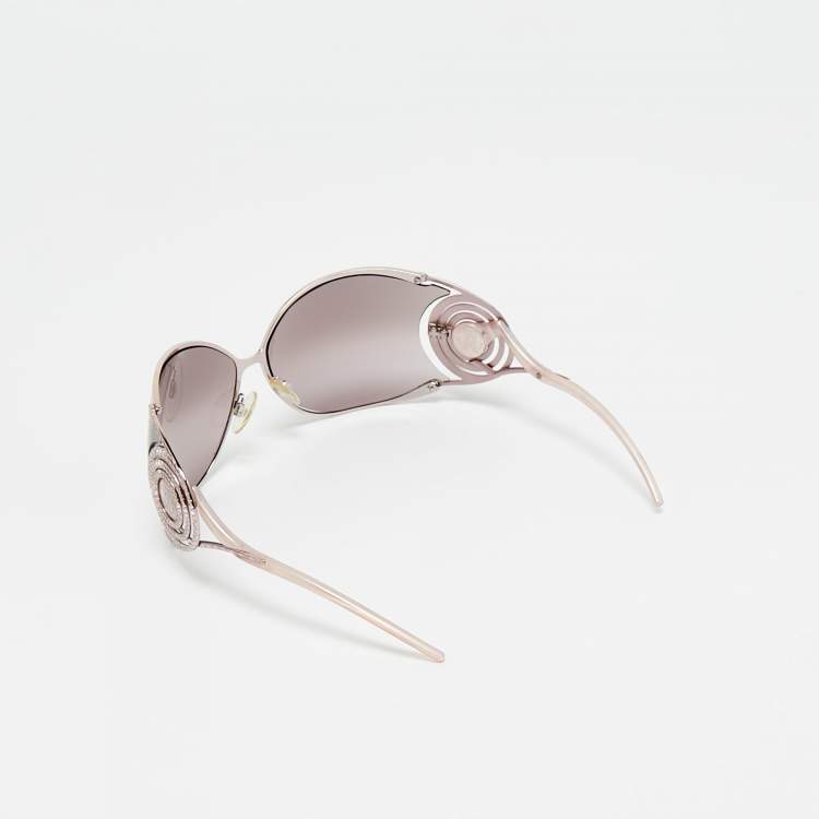 Pre Owned Roberto Cavalli Light Pink Zircone 464S Oversized Sunglasses