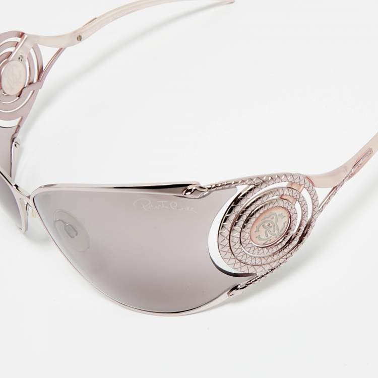 Pre Owned Roberto Cavalli Light Pink Zircone 464S Oversized Sunglasses