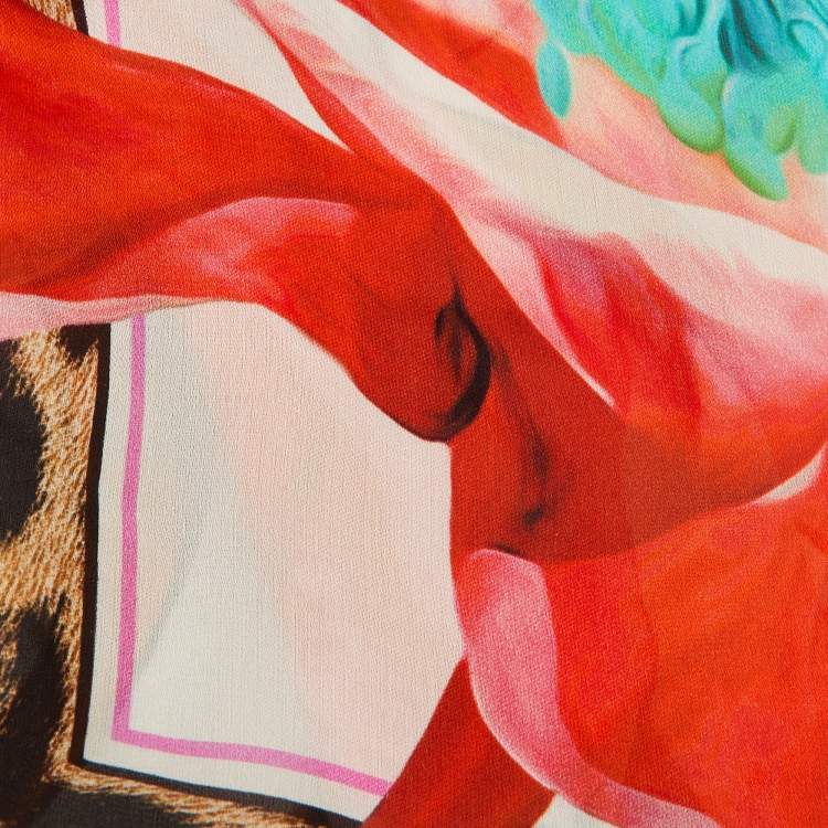 Pre Owned Roberto Cavalli Multicolor Floral Print Silk Stole 