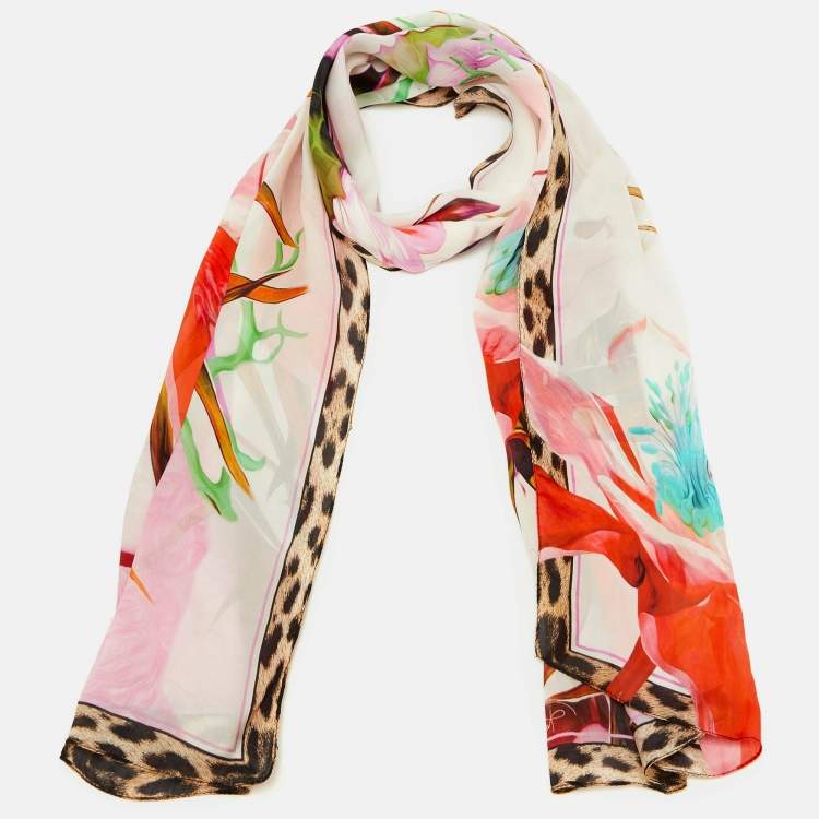 Pre Owned Roberto Cavalli Multicolor Floral Print Silk Stole 