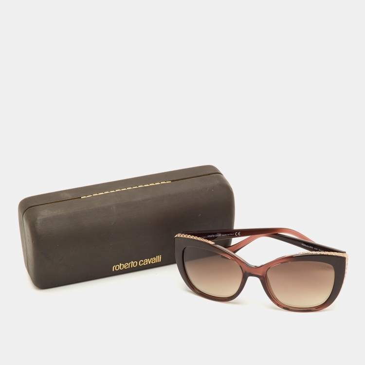 Pre Owned Roberto Cavalli Brown Gradient Mekbuda 888S Cat-Eye Sunglasses