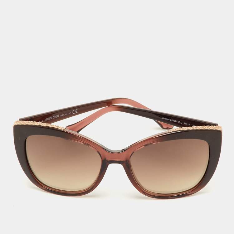 Pre Owned Roberto Cavalli Brown Gradient Mekbuda 888S Cat-Eye Sunglasses