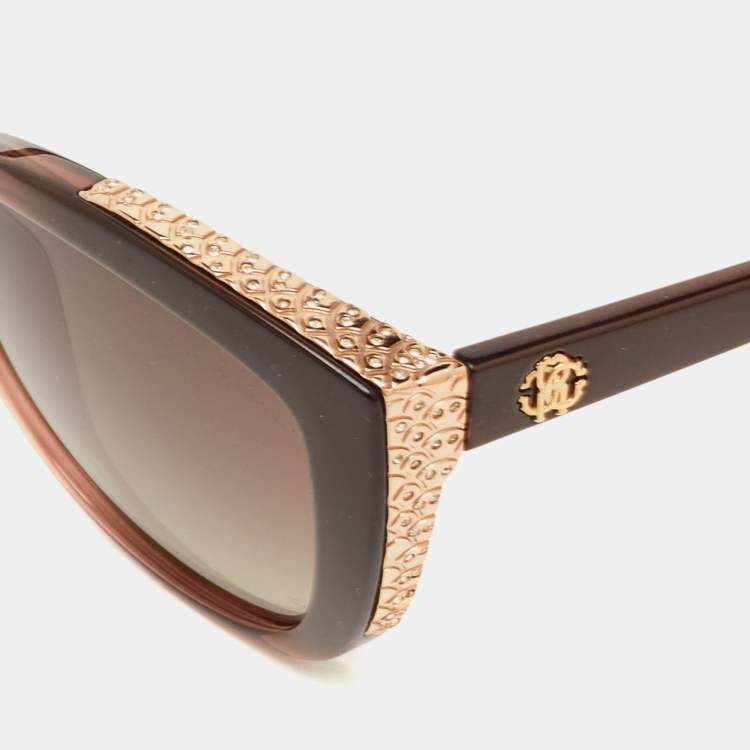Pre Owned Roberto Cavalli Brown Gradient Mekbuda 888S Cat-Eye Sunglasses