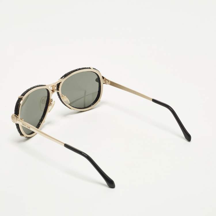 Pre Owned Roberto Cavalli Black Mirrored Mebsuta 885S Aviator Sunglasses