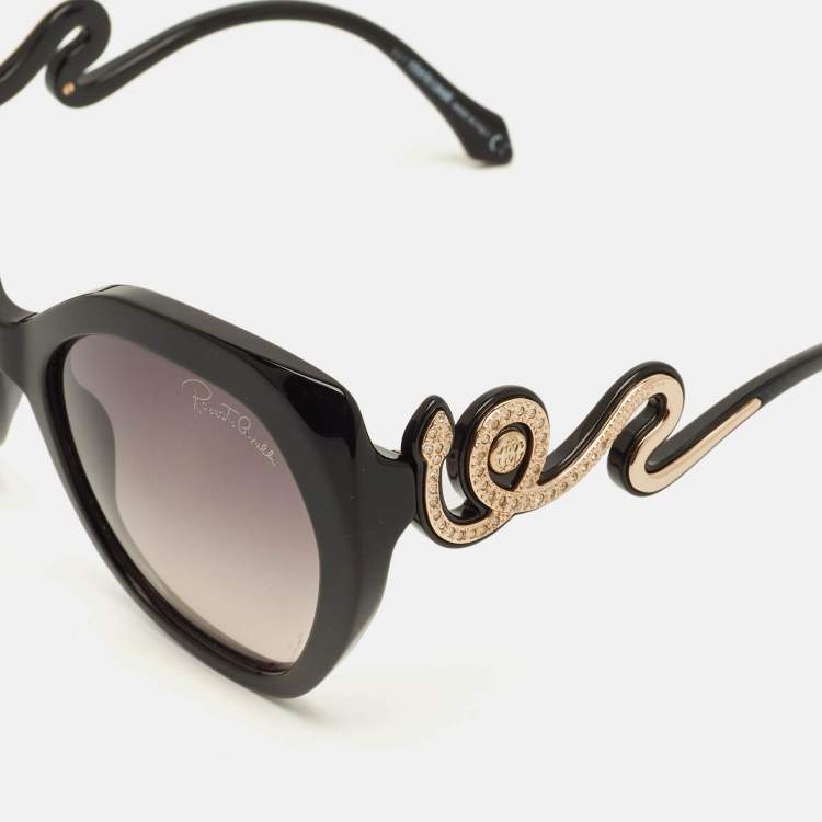 مملوكة مسبقًا نظارة شمسية روبرتو كافالي بيانكيانو 1047 فراشة متدرجة سوداء