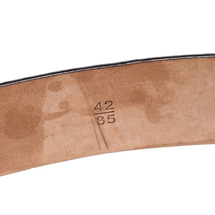 Pre Owned Roberto Cavalli Beige/Black Snakeskin Logo Buckle Belt 85CM