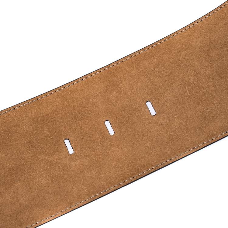 Pre Owned Roberto Cavalli Blue Leather Waist Belt 90cm