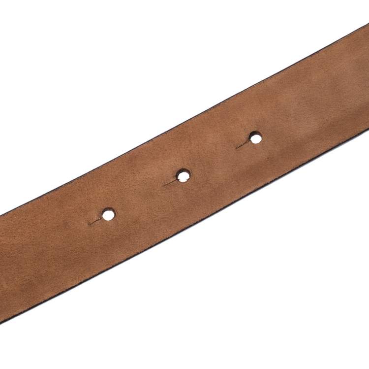 Pre Owned Roberto Cavalli Gold  Flower Embellished Leather Belt 80CM