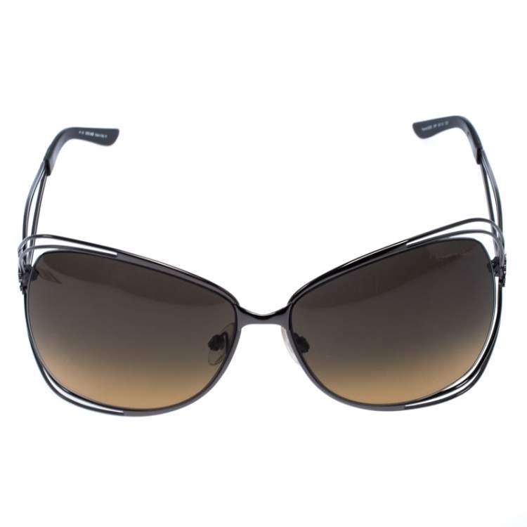 Pre Owned Roberto Cavalli Green Gradient Peonia 526S Oversize Sunglasses