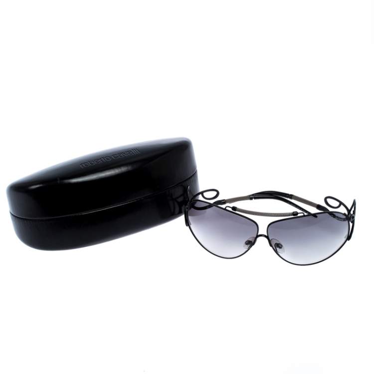 Pre Owned Roberto Cavalli Black Smoke Carneia Oversize Sunglasses