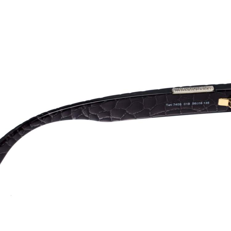 Pre Owned Roberto Cavalli Black Croc Embossed/ Grey Gradient 740S Teti Cat Eye Sunglasses