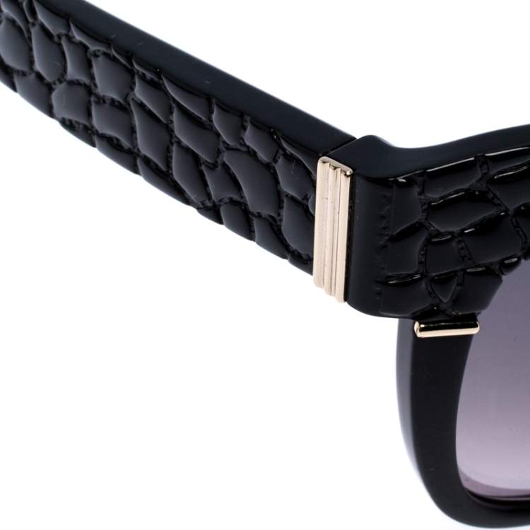 Pre Owned Roberto Cavalli Black Croc Embossed/ Grey Gradient 740S Teti Cat Eye Sunglasses