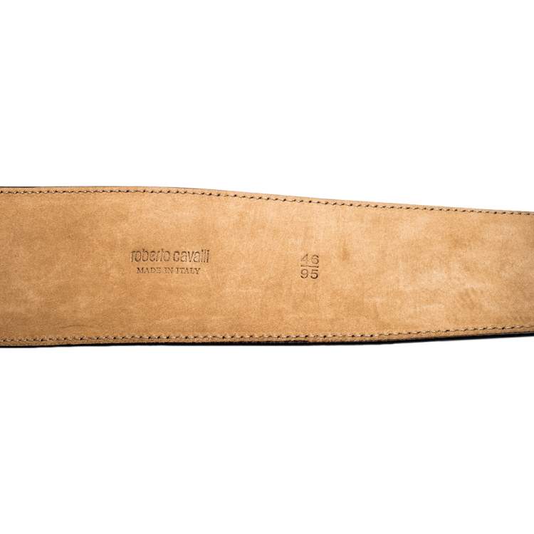 Pre Owned Roberto Cavalli White Patent Leather Wide Belt 95CM