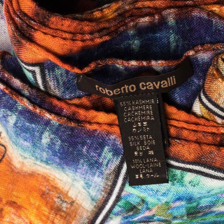 Pre Owned Roberto Cavalli Multicolor Printed Cashmere Scarf