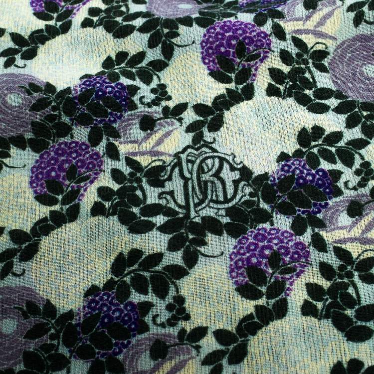 Pre Owned Roberto Cavalli Multicolor Floral Printed Cashmere Blend Scarf 