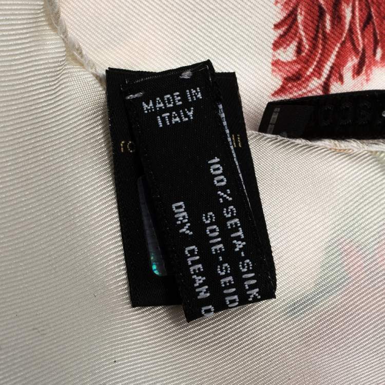 Pre Owned Roberto Cavalli Cream Floral Print Silk Square Scarf