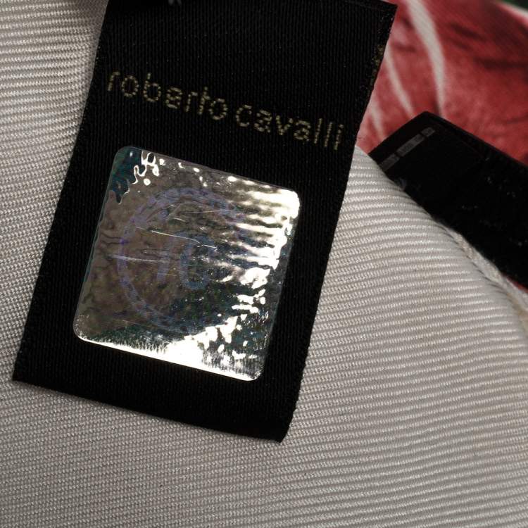 Pre Owned Roberto Cavalli Cream Floral Print Silk Square Scarf