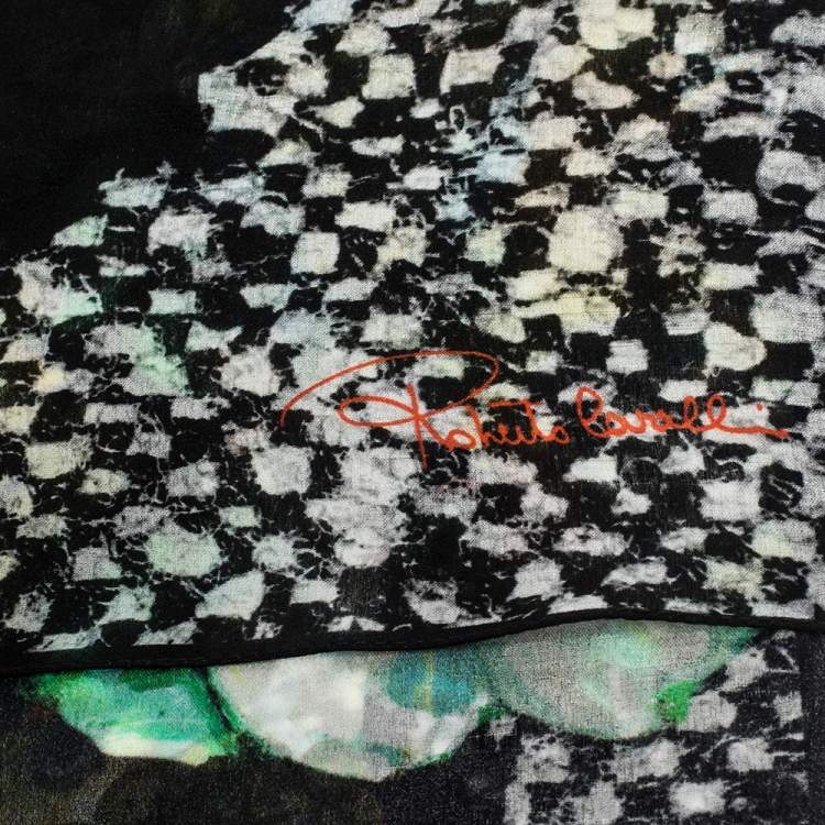 مملوكة مسبقًا Roberto Cavalli Multicolor Abstract Floral Print Silk Stole