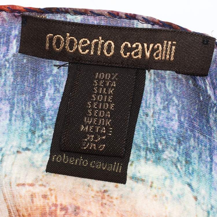 Pre Owned Roberto Cavalli Multicolor Printed Silk Scarf