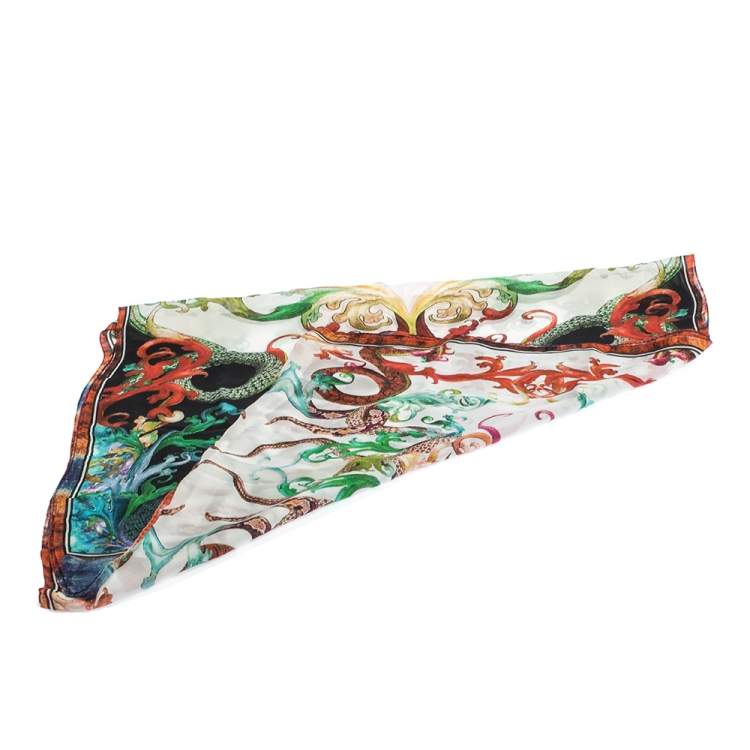 Pre Owned Roberto Cavalli Multicolor Printed Silk Scarf