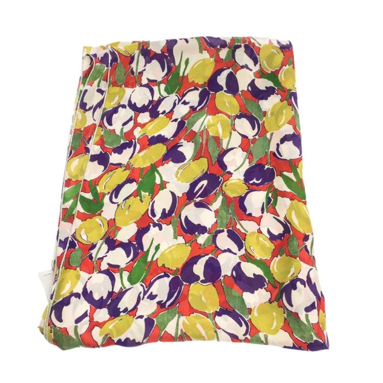 Pre Owned Roberto Cavalli Multicolor Abstract Floral Print Silk Scarf