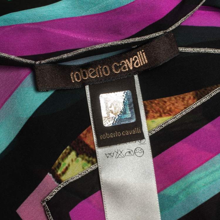 Pre Owned Roberto Cavalli Multicolor Butterfly Print Silk Scarf 