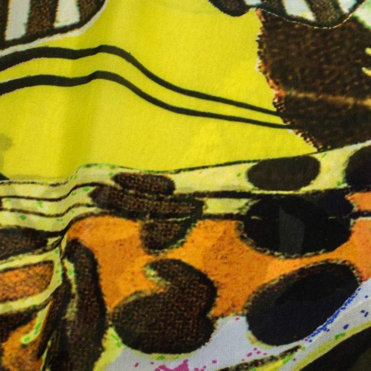 Pre Owned Roberto Cavalli Multicolor Butterfly Print Silk Scarf 