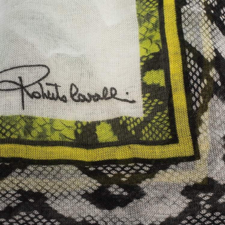 Pre Owned Roberto Cavalli Multicolor Wildlife Printed Cashmere Blend Scarf