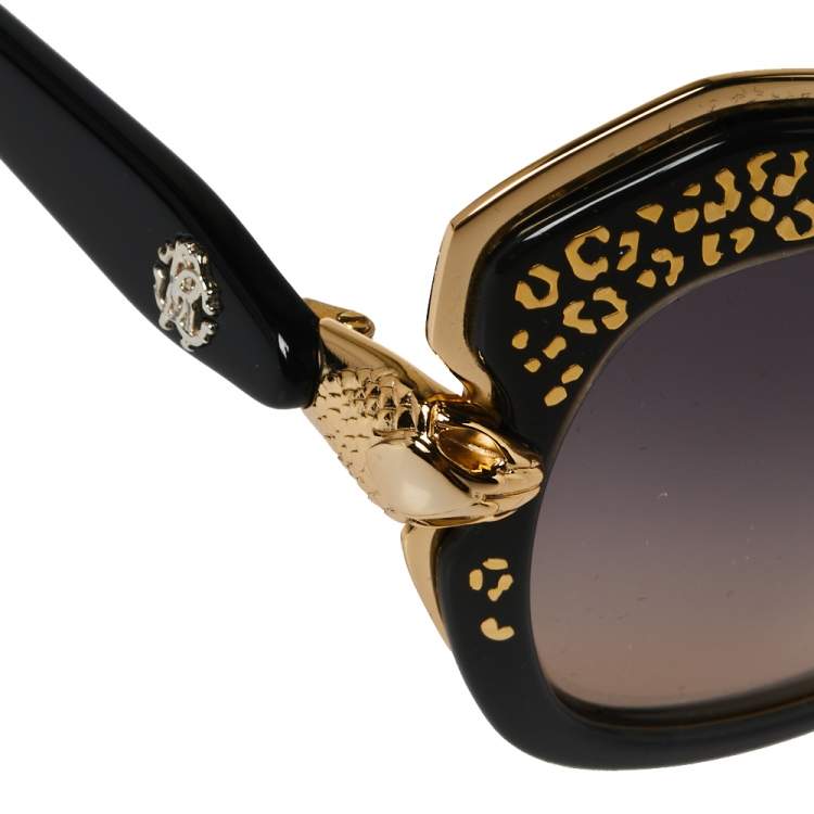 Pre Owned Roberto Cavalli Black/ Bicolor Gradient Taygeta 981S Cateye Sunglasses
