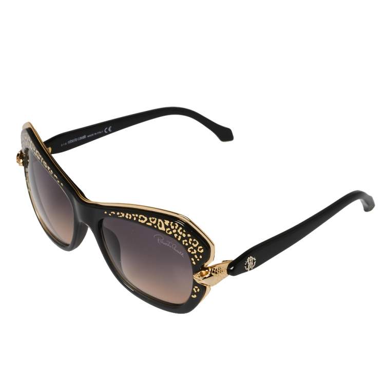 Pre Owned Roberto Cavalli Black/ Bicolor Gradient Taygeta 981S Cateye Sunglasses