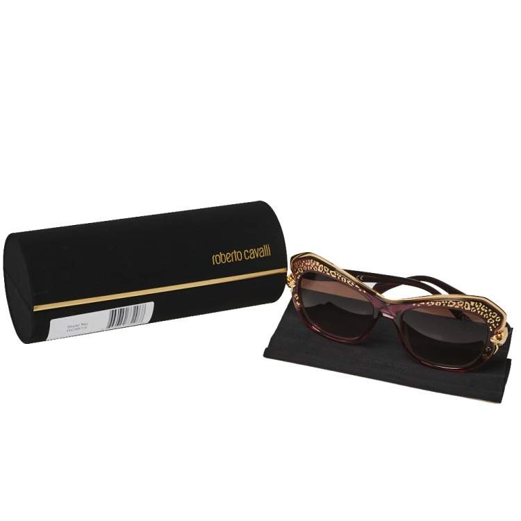 Pre Owned Roberto Cavalli Purple/ Brown Gradient Taygeta 981S Cateye Sunglasses