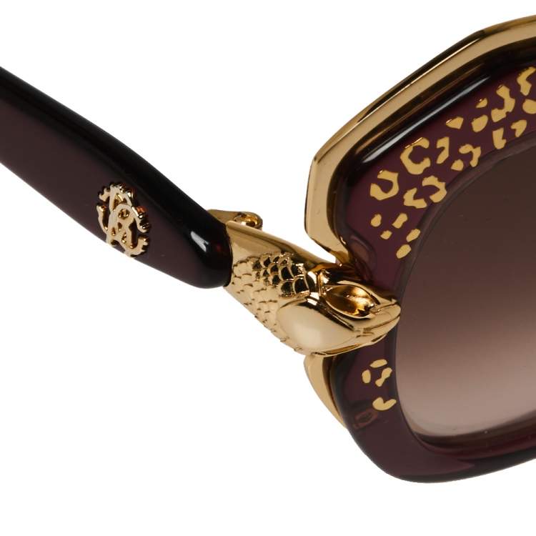 Pre Owned Roberto Cavalli Purple/ Brown Gradient Taygeta 981S Cateye Sunglasses