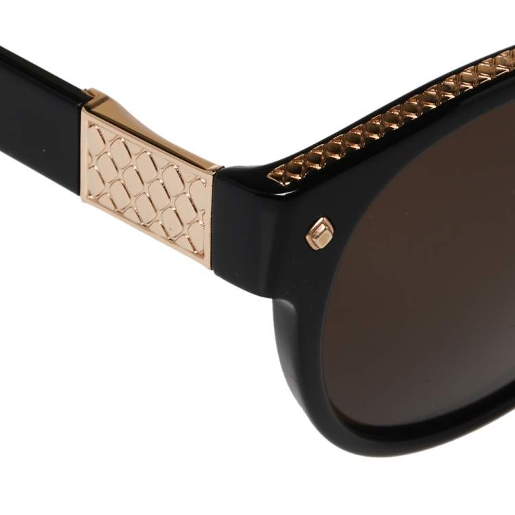 Pre Owned Roberto Cavalli Black/ Brown RC956S Round Sunglasses