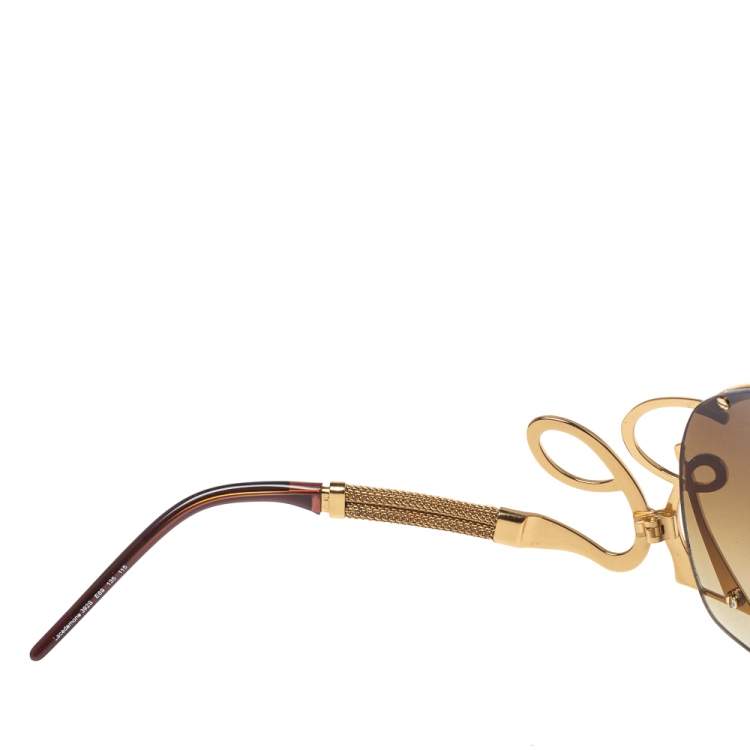Pre Owned Roberto Cavalli Gold/ Brown Gradient 392S Lacedemone Shield Sunglasses