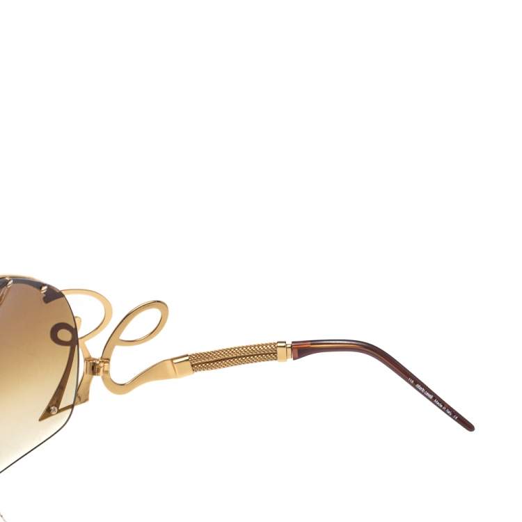 Pre Owned Roberto Cavalli Gold/ Brown Gradient 392S Lacedemone Shield Sunglasses