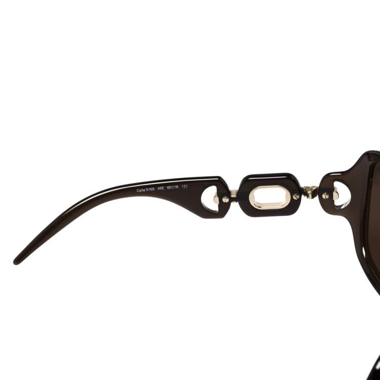 Pre Owned Roberto Cavalli Brown & Gold Tone/ Brown 516S Rectangle Sunglasses