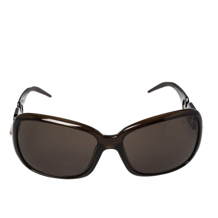 Pre Owned Roberto Cavalli Brown & Gold Tone/ Brown 516S Rectangle Sunglasses