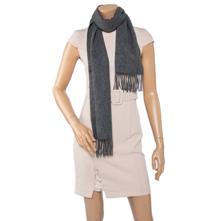 Pre Owned Roberto Cavalli Logo Embroidered Wool & Cashmere Stole